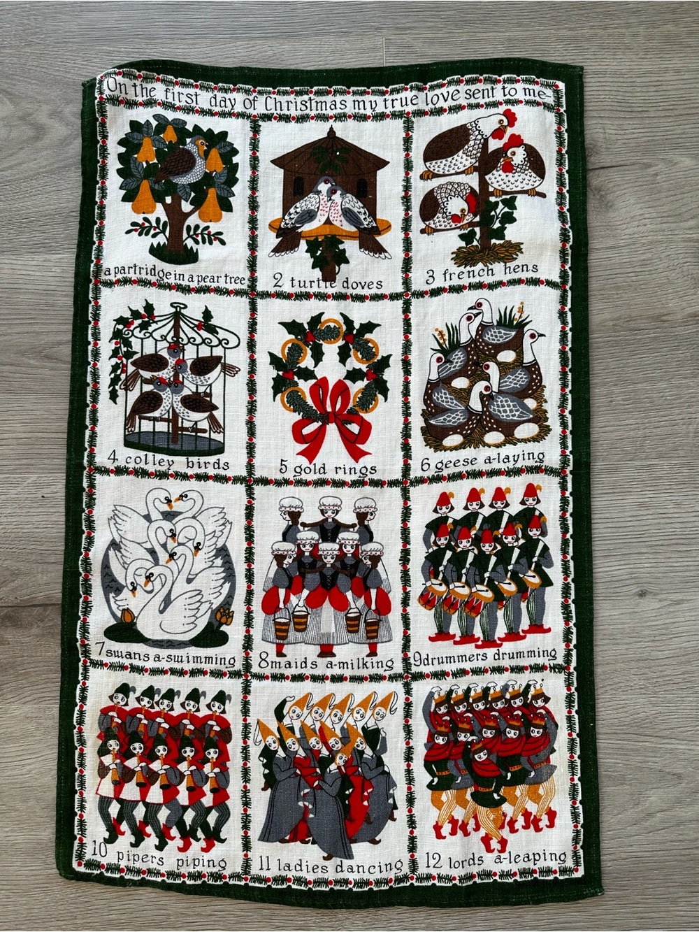 Ulster Weavers Vintage 12 Days of Christmas Pure Irish Linen Tea Towel 18”x27”